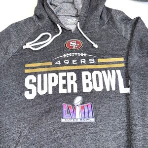 San Francisco 49ers Super Bowl LVIII‎ Hoodie Mens XL Majestic Threads Gray